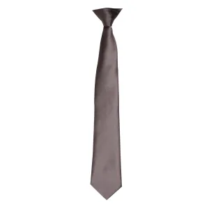 Premier Kleuren Heren Satin Clip Tie (Donkergrijs)