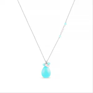 Luxeketting, metaallegering adak en turkoois gerhodineerd