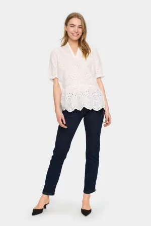 Blouse met korte mouwen Regular fit Ice white