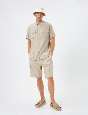 Koton SHIRTS SS Basic Shirt Classic Neck Short Sleeve Pocket Detailed