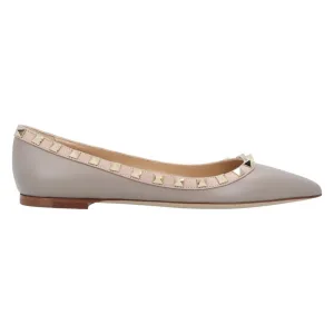 – Rockstud Ballerina Flats With Silver Stud Embellis in grijs