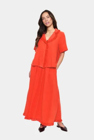 Blouse met korte mouwen Loose fit Poinciana orange