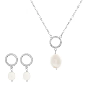 Orphelia ‘Spa’ Dames 925 Sterling Zilveren Set: Ketting + Oorbellen – Zilver SET-7575