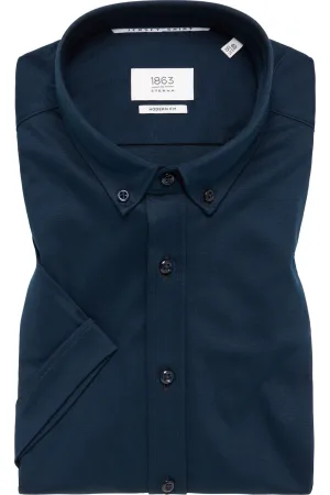 ETERNA 1863 Jersey shirt marine, Effen