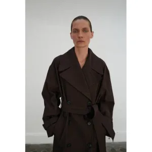 Mango wollen trenchcoat donkerbruin