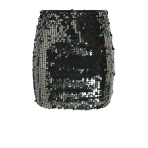 JDY korte rok met pailletten grijs