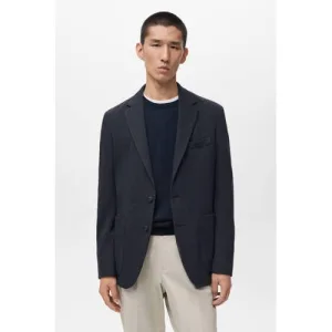 Mango Man colbert gebreid blauw