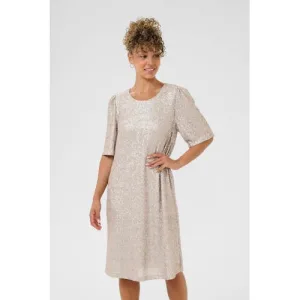 Cream midi jurk crème