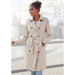 Lascana Trenchcoat met pas, onderhoudsvriendelijke materiaalmix