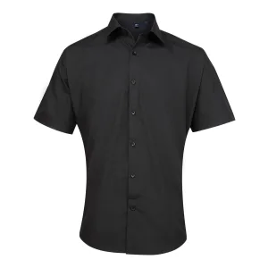 Premier Heren Supreme Heavy Poplin Short Sleeve Work Shirt (Zwart)