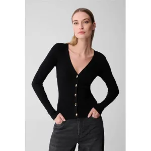 Shoeby vest zwart rib gebreid