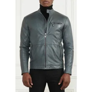 GUESS Real Leather Jacket Jet Black & Biker