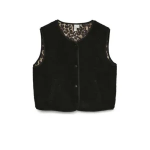 VERO MODA teddy gilet zwart