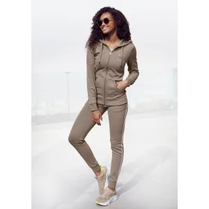 H.I.S Capuchonsweatvest met zijpiping en kleine merkborduurwerk, loungewear