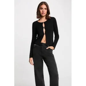 Morgan vest rib gebreid zwart