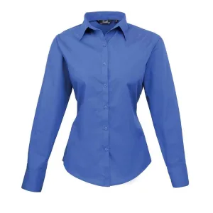 Premier Dames/Dames Popeline Blouse met Lange Mouwen (Koningsblauw)