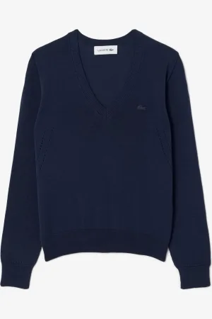 Lacoste Dames Trui donkerblauw, Effen