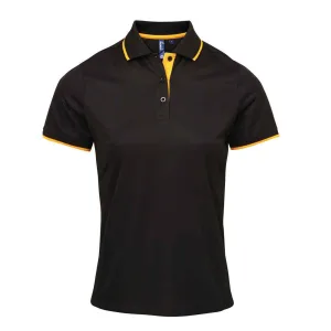Premier Dames/Dames Coolchecker Contrast Piqué Poloshirt (Zwart/Zonnebloem)