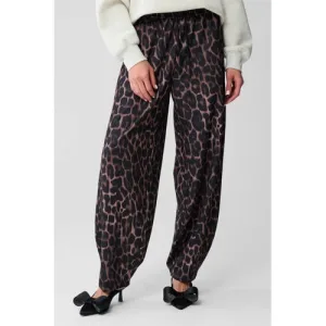 Shoeby barrel high waist broek met panterprint bruin