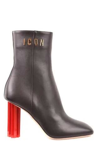 Dsquared2 Boots – Black Ankle Boots With Sculptural Red Block Heel in grijs