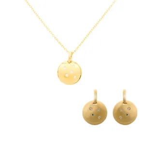Orphelia ‘Linn’ Vrouwen 925 Sterling Zilveren Set: Ketting-Pendant + Oorbellen – Gouden SET-7130/G