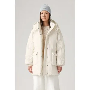 Levi’s Mid Puffer Coat In Ecru