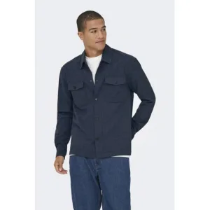 ONLY & SONS regular casual overhemd donkerblauw