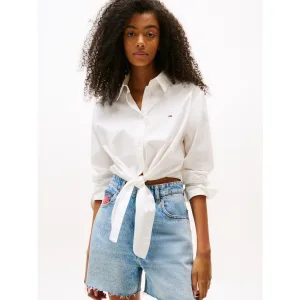TOMMY JEANS Blouse met lange mouwen TJW LS TIE FRONT SHIRT