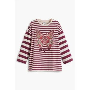 Desigual gestreepte longsleeve rood met pailletten