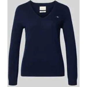 Gant Gebreide pullover van lamswolmix met V-hals