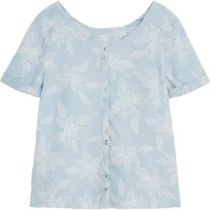 White Stuff Edie Linen Top Blue Multi