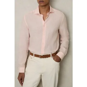 Reiss Ls Linen Shirt Prep Pink