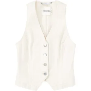 Closed Fitted Denim Waistcoat Shirts & Blouses Ivory