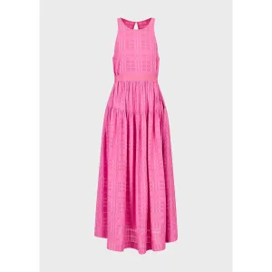 Women’s Emporio Armani Sleeveless Checked Midi Dress in Pink