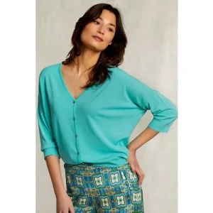 River Woods Blue-green V-neck Cardigan