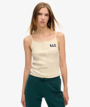 Athletic Essentials Camitop met Knopen en Print Crème