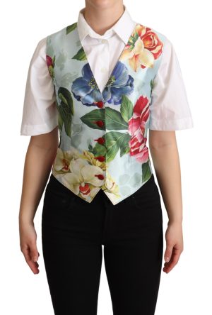 Dolce & Gabbana Dames Muntgroene Bloemen Zijde Gilet