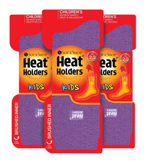 Heat Holders – Set van 3 thermo wintersokken voor kinderen – Paars