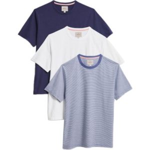White Stuff 3-pack Plain Stripe T Shirt Blue Multi