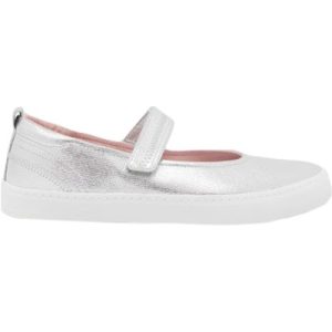 White Stuff Mary Jane Canvas Pump Silver Tone Metallic