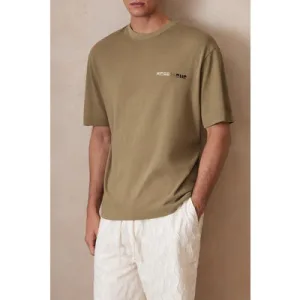 Reiss Ss Washed Sunset Printed Tshirt Sage Green