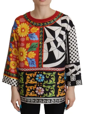Dolce & Gabbana Multicolor Geprinte Barok Loose Lange Mouwen Damesblouse