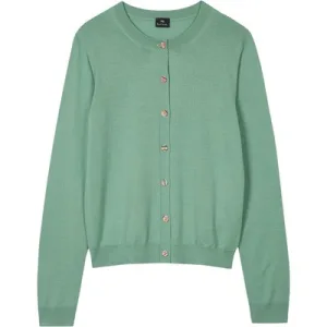 Paul Smith Knitted Cardigan Button Thru Petrol Blue