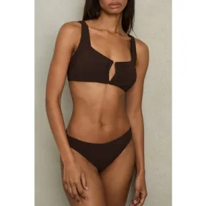 Reiss Fixed Side Bikini Bottom Mocha