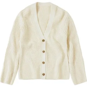 Closed V Cardigan Long Sleeve Knits Ivory