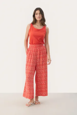 Casual broek Easy fit Mandarin Red Graphic Print orange