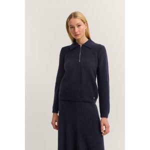 Bugatti Schipperstrui Kasjmier-mix, zacht & edel met polokraag en korte rits