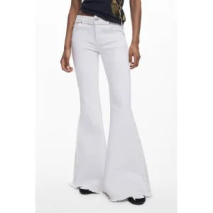 Desigual regular waist flared broek ecru