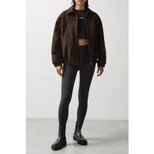 Reiss Ls Oversized Suede Jacket Chocolate Brown