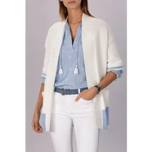 River Woods Open Elbow Sleeve Cardigan Blue